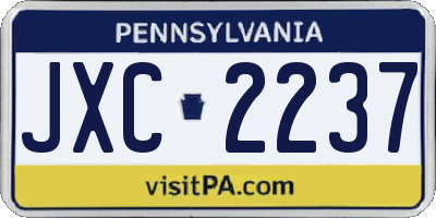 PA license plate JXC2237