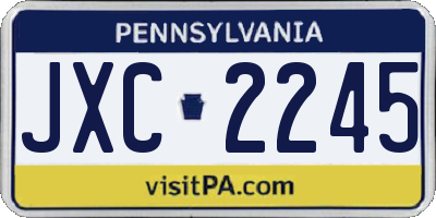 PA license plate JXC2245