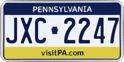PA license plate JXC2247