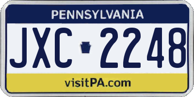 PA license plate JXC2248
