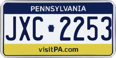 PA license plate JXC2253