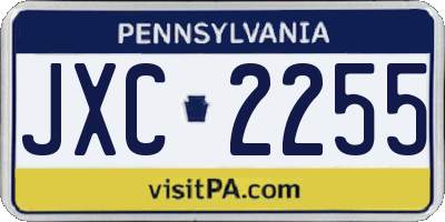 PA license plate JXC2255