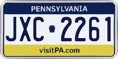 PA license plate JXC2261