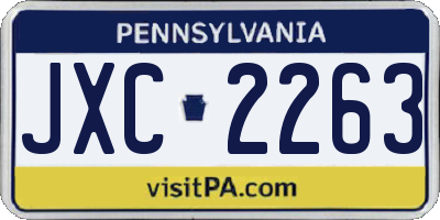 PA license plate JXC2263