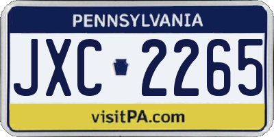 PA license plate JXC2265