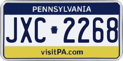 PA license plate JXC2268