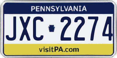 PA license plate JXC2274