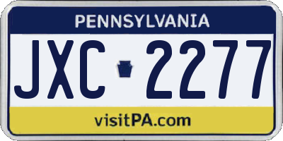 PA license plate JXC2277