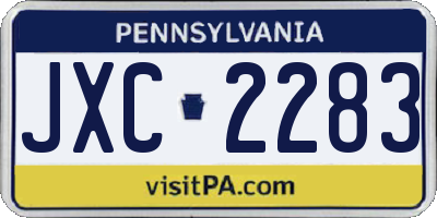 PA license plate JXC2283