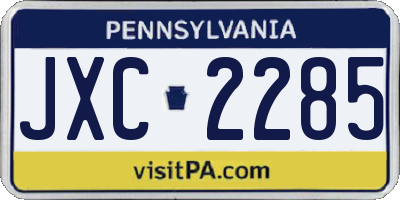PA license plate JXC2285