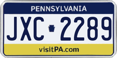 PA license plate JXC2289