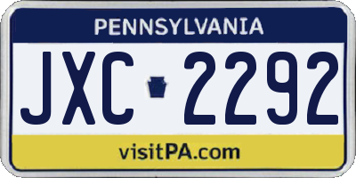 PA license plate JXC2292