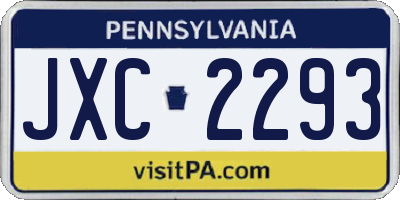PA license plate JXC2293