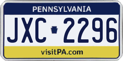 PA license plate JXC2296