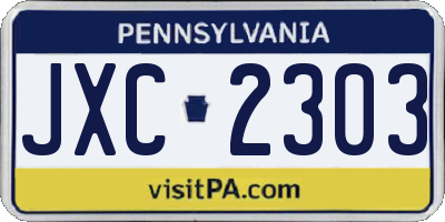 PA license plate JXC2303
