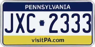 PA license plate JXC2333