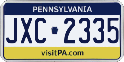 PA license plate JXC2335