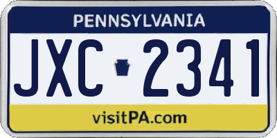 PA license plate JXC2341