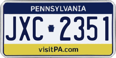 PA license plate JXC2351