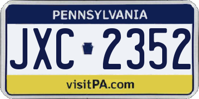PA license plate JXC2352