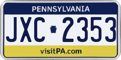PA license plate JXC2353