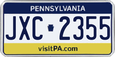 PA license plate JXC2355