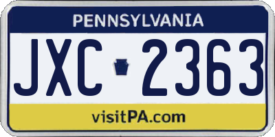 PA license plate JXC2363
