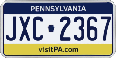 PA license plate JXC2367