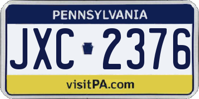 PA license plate JXC2376