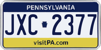PA license plate JXC2377