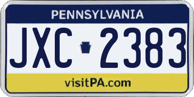 PA license plate JXC2383