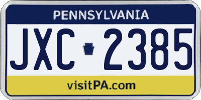PA license plate JXC2385