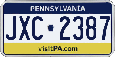 PA license plate JXC2387