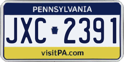 PA license plate JXC2391