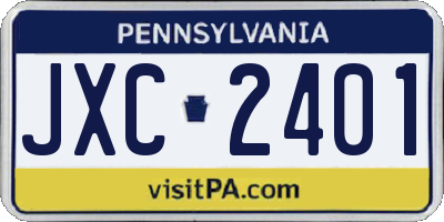 PA license plate JXC2401