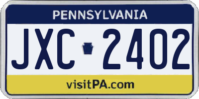 PA license plate JXC2402