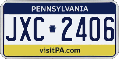 PA license plate JXC2406