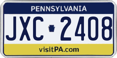 PA license plate JXC2408