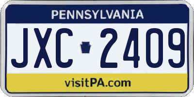 PA license plate JXC2409