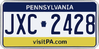 PA license plate JXC2428