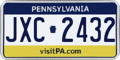 PA license plate JXC2432
