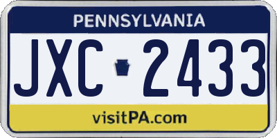 PA license plate JXC2433