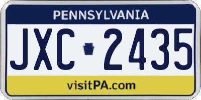 PA license plate JXC2435