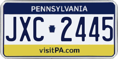 PA license plate JXC2445