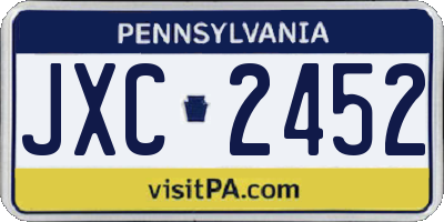 PA license plate JXC2452