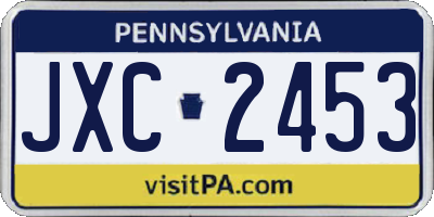 PA license plate JXC2453