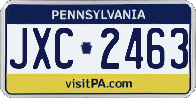 PA license plate JXC2463