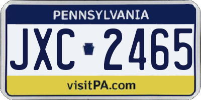 PA license plate JXC2465