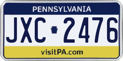 PA license plate JXC2476