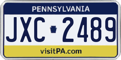 PA license plate JXC2489